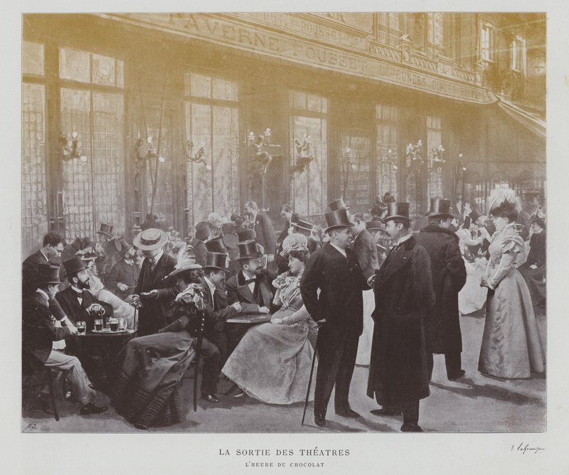 Cineastas fora do Taverne Pousset em Paris depois de uma apresentação (foto a p/b) de French Photographer