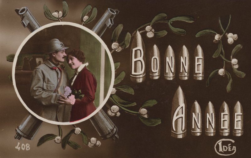 Cartão de ano novo francês de WW1 de French Photographer
