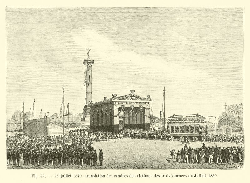 28 de julho de 1840, tradução das cinzas das vítimas dos três dias de julho de 1830 de French School