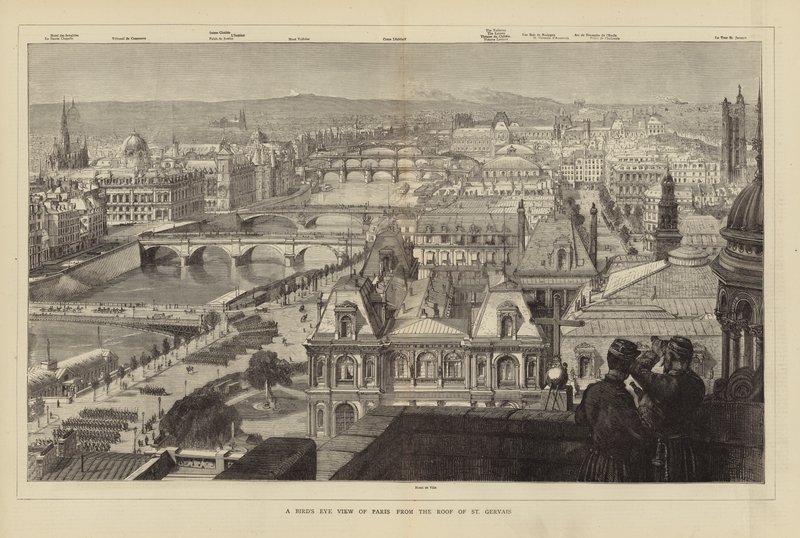 A vista panorâmica de Paris a partir do telhado de St Gervais de French School