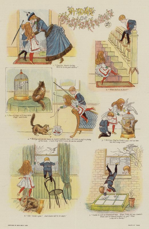 Um dia de infortúnios (litografia a cores) de French School