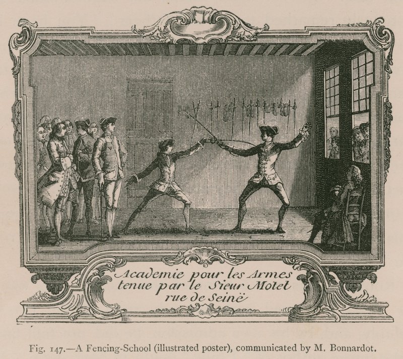 Uma Escola de Esgrima (Poster Ilustrado), comunicada por M. Bonnardot de French School