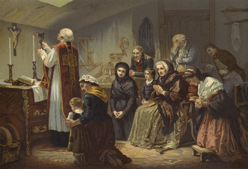 Uma missa sob o terror, França, década de 1790 de French School