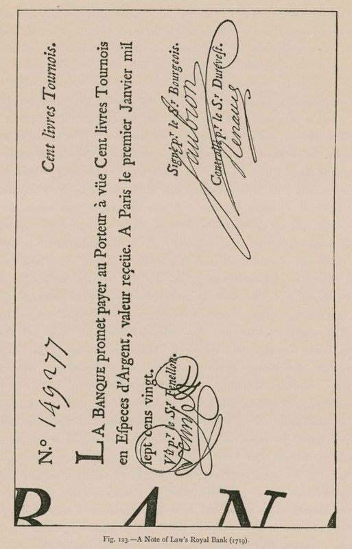 Uma nota do Banco Real de Leis (1719) de French School