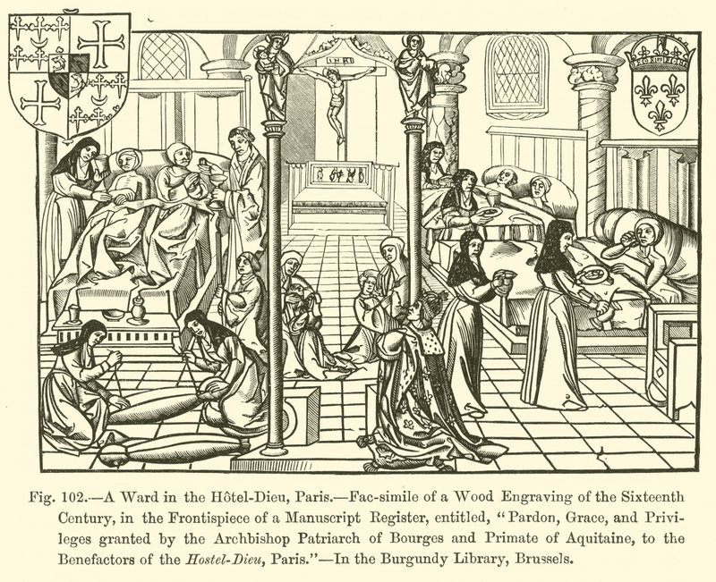 A Ward in the Hotel-Dieu, Paris (gravura) de French School
