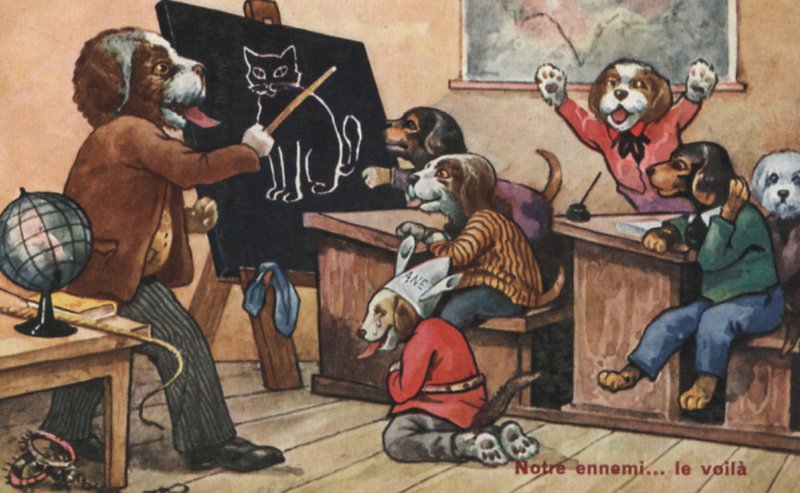 Uma sala de aula de cães (cor litho) de French School