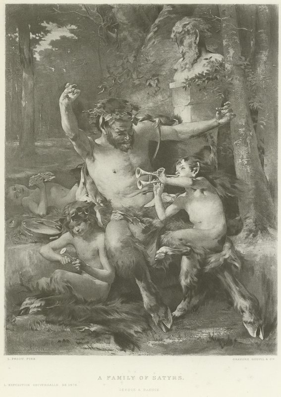 Uma família de sátiros (gravura) de French School