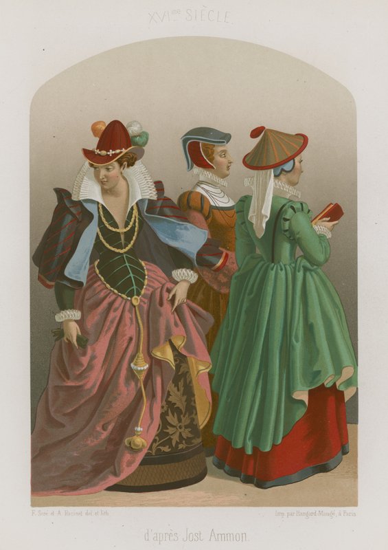 Um grupo de mulheres bem vestidas de French School
