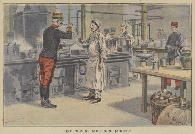 Um modelo de cozinha militar (cor litho) de French School