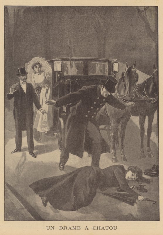 Um assassinato em Chatou, Paris (litho) de French School