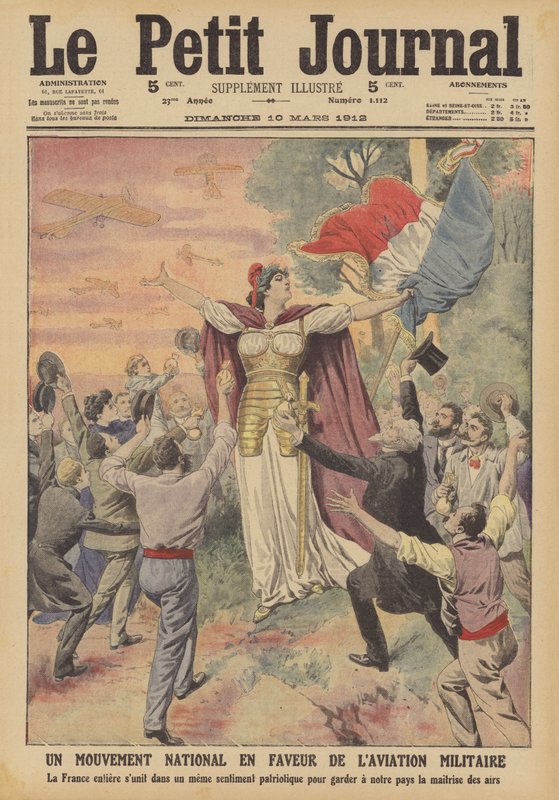 Um movimento nacional de apoio à aviação militar (cor litho) de French School