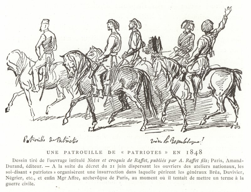 Uma patrulha de patriotas, França, 1848 de French School