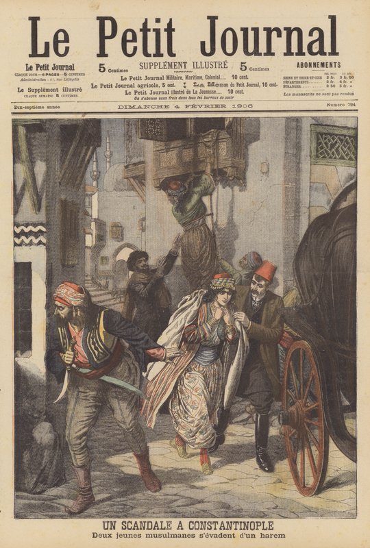 Um escândalo em Constantinopla (cor litho) de French School