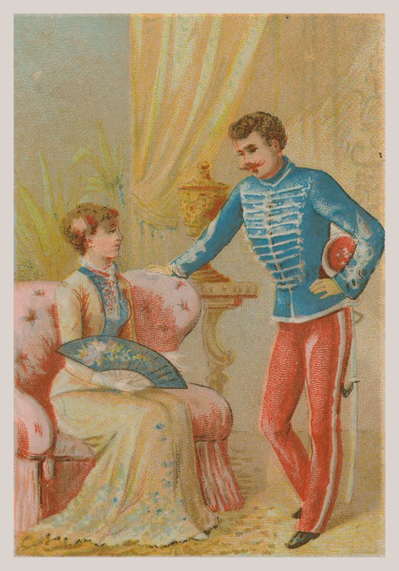 Um soldado e uma dama de French School