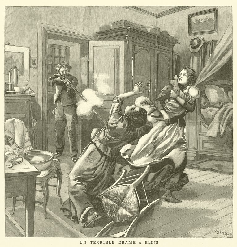 Um assassinato terrível em Blois, França (gravura) de French School