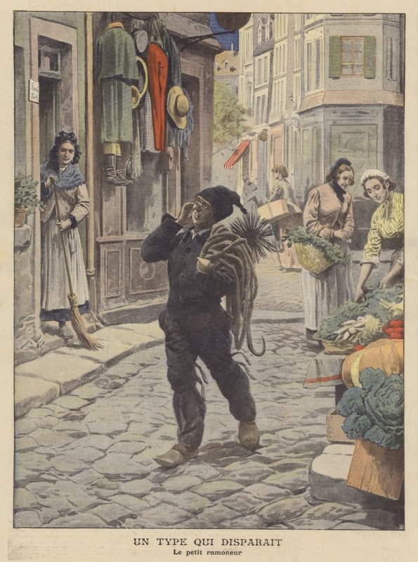 Uma raça em extinção: o pequeno limpa-chaminés (cor litho) de French School