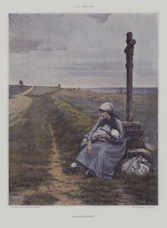 Abandonnee (Abandonado) (cor litho) de French School