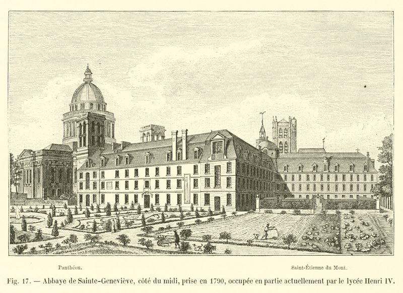 Abadia de Sainte-Genevieve, Cote du Midi, tomada em 1790, atualmente ocupada pela Escola Secundária Henri IV de French School