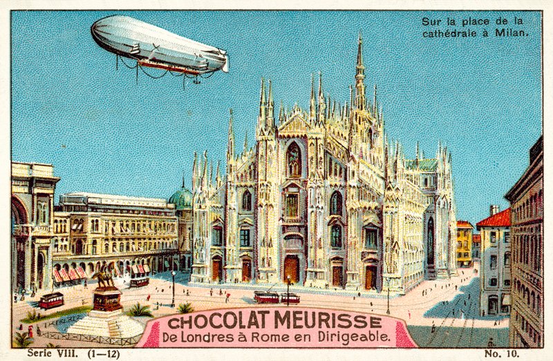 Acima da Piazza del Duomo, Milão (chromolitho) de French School