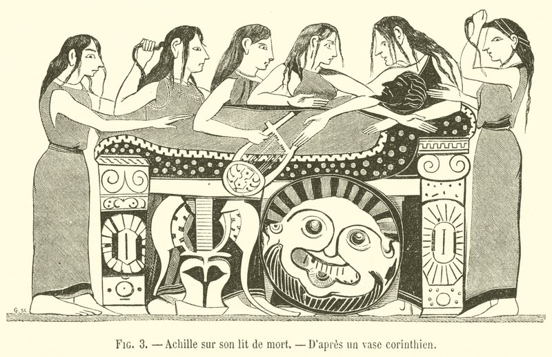 Aquiles no seu leito de morte (gravura) de French School
