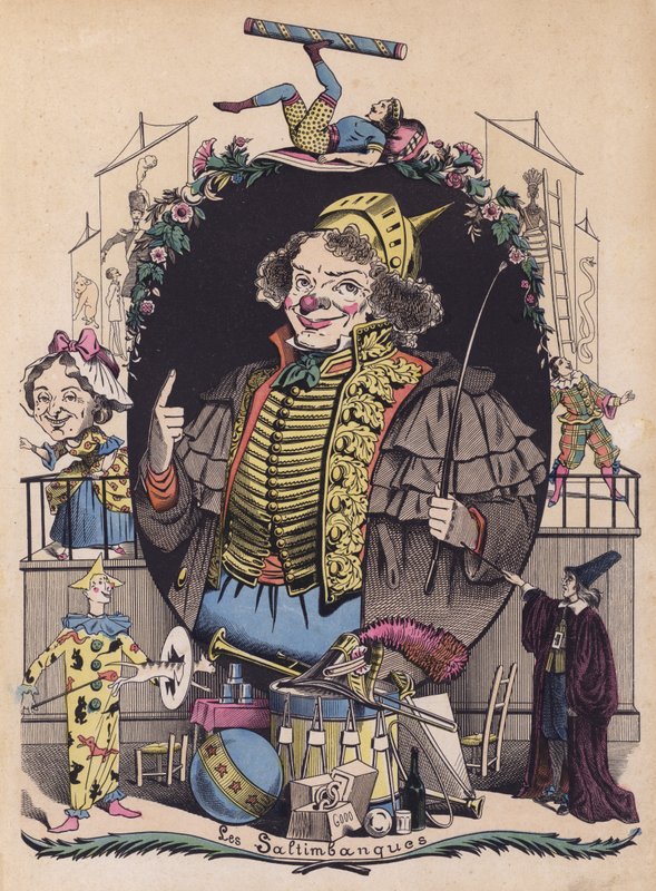 Acrobatas (cor litho) de French School