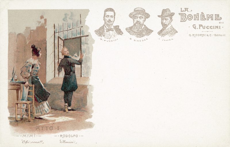 Primeiro Acto, La Boheme (cor litho) de French School