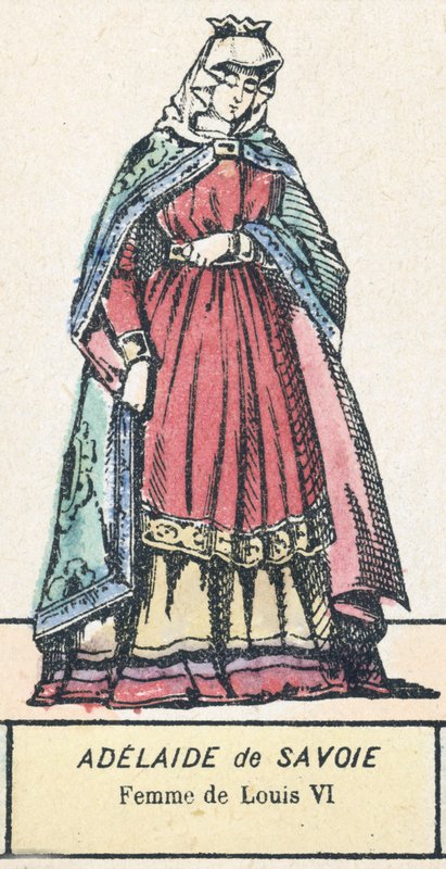 Adelaide of Savoy, Esposa de Luís VI (gravura colorida) de French School