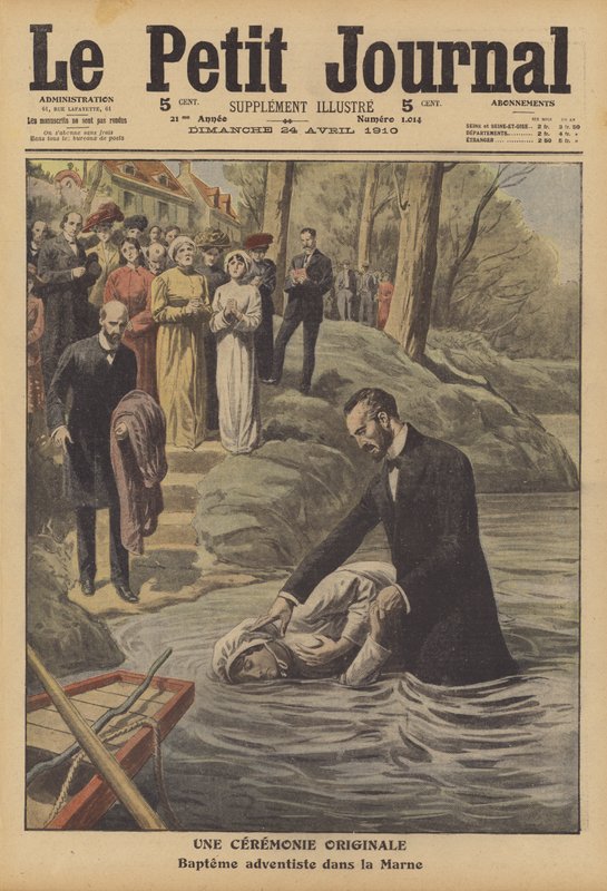 Baptismo Adventista no Rio Marne (cor litho) de French School