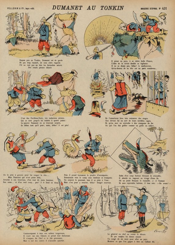 Aventuras de Dumanet, um soldado francês, em Tonkin (gravura colorida) de French School