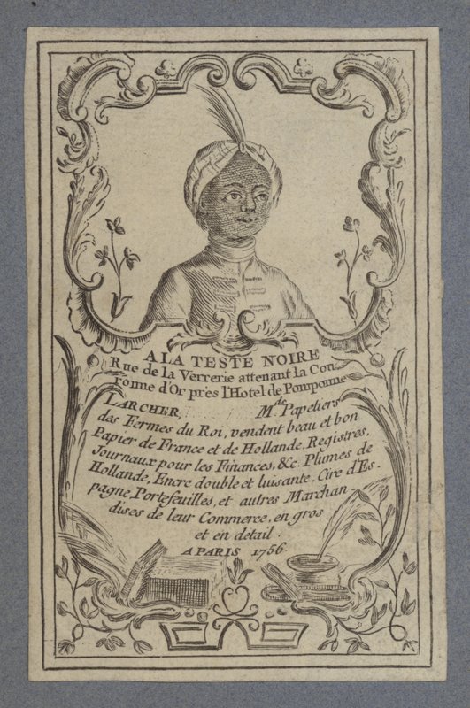 Propaganda para as papeleiras da Black Teste, Paris, 1756 de French School