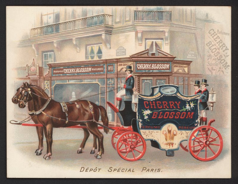 Anúncio para perfume Cherry Blossom (chromolitho) de French School