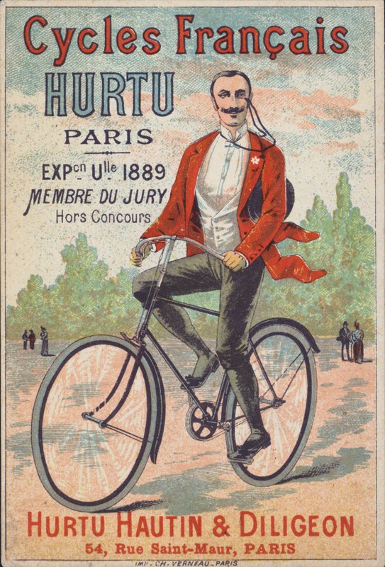Anúncio para bicicletas Hurtu Hautin & Diligeon, Paris (cor litho) de French School