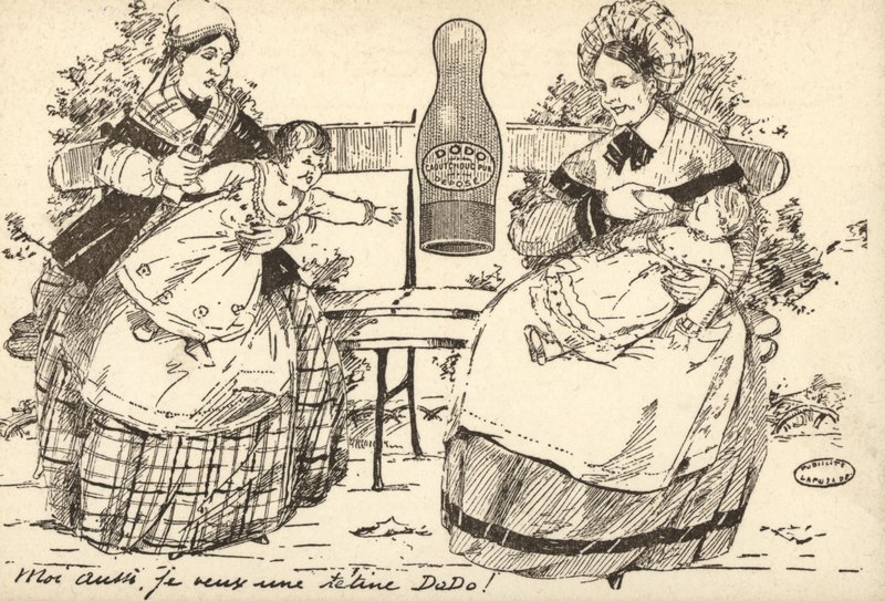 Anúncio para o biberão de um bebé (litho) de French School