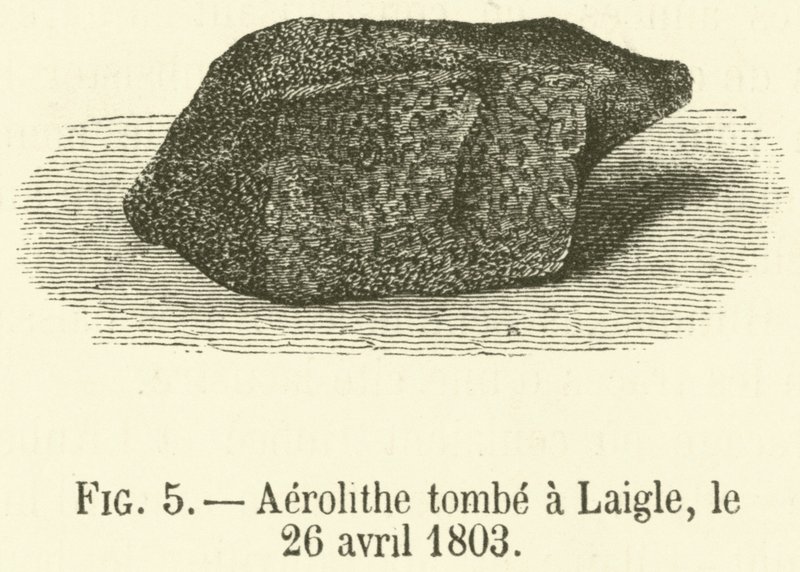 Aerolithe cai em Laigle, 26 de Abril de 1803 (gravura) de French School