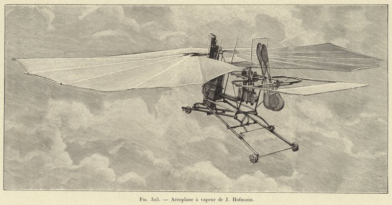 Avião a vapor de J Hofmann (gravura) de French School