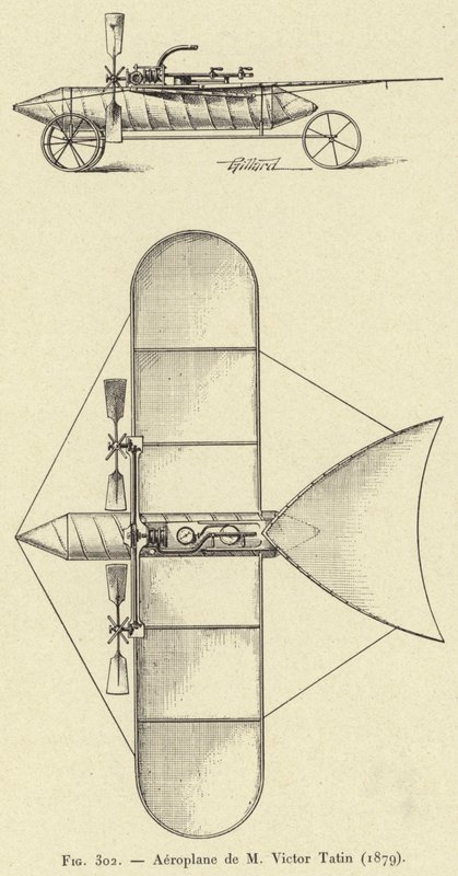 Aeroplane de M Victor Tatin (1879) (gravura) de French School