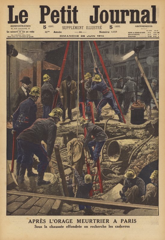 Após uma trovoada mortal em Paris (cor litho) de French School