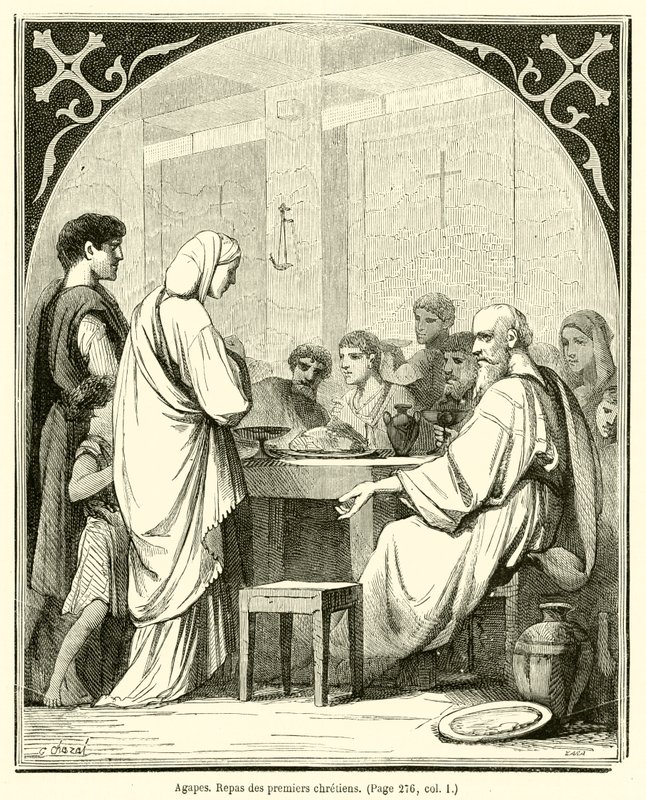 Agapes, Refeições dos primeiros cristãos (gravura) de French School