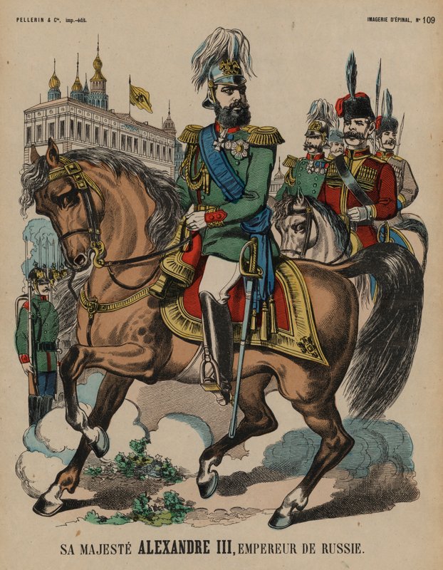 Alexandre III, Czar da Rússia (gravura colorida) de French School