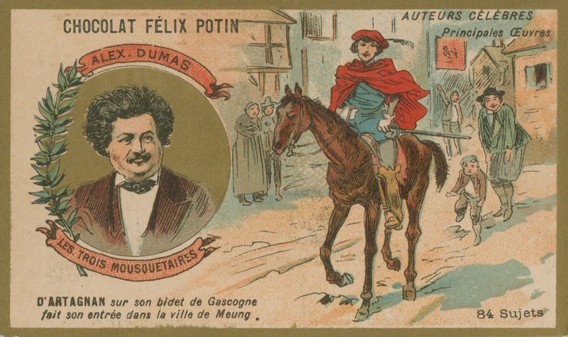 Alexandre Dumas e uma cena dos três mosqueteiros de French School