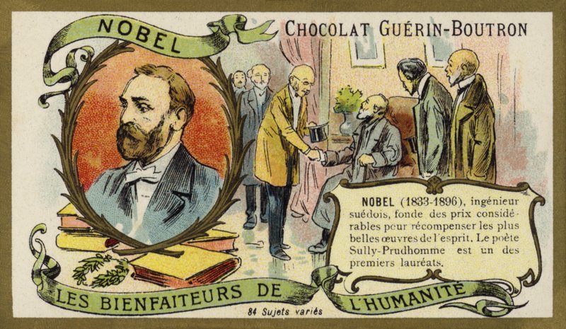 Alfred Nobel, químico e industrialista sueco (chromolitho) de French School