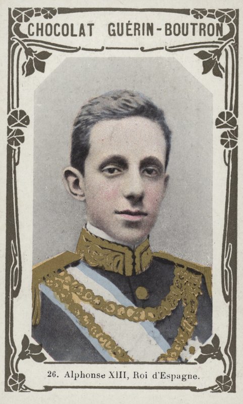 Alphonse XIII, Roi dEspagne (foto colorida) de French School