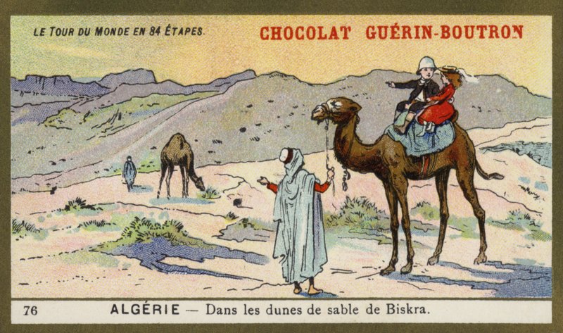 Entre as dunas de areia de Biskra, Argélia (chromolitho) de French School