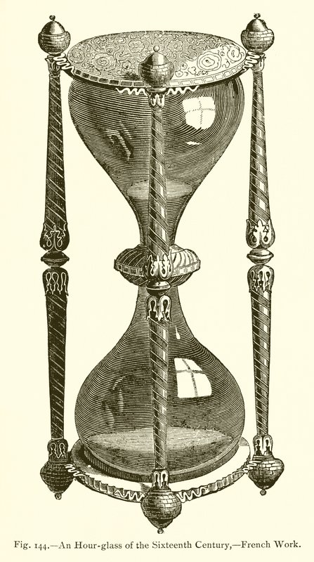 Uma ampulheta do século XVI, obra francesa de French School