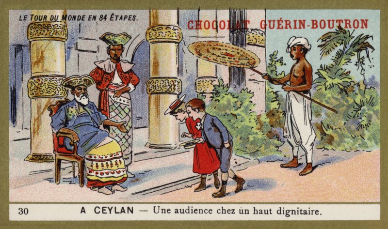 Um público com um alto dignitário, Ceilão (chromolitho) de French School