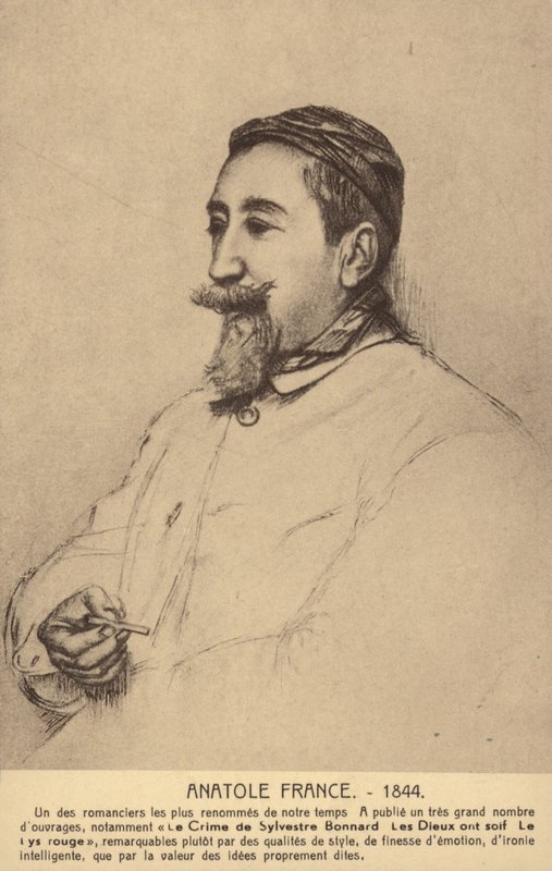 Anatole France (1844-1924), poeta, jornalista e romancista francês (litografia) de French School