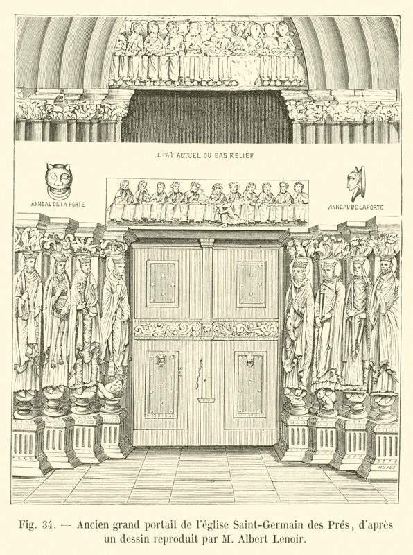Antigo grande portal da igreja de Saint-Germain des Pres, a partir de um desenho reproduzido por Albert Lenoir de French School