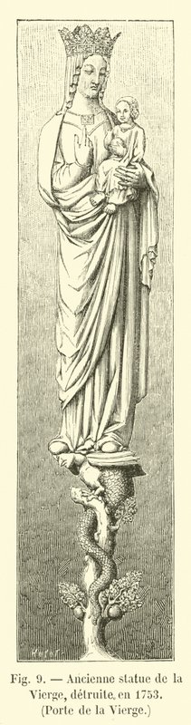 Antiga estátua da Virgem, destruída em 1753, Porta da Virgem de French School