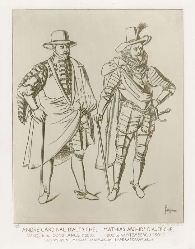 Andre Cardinal dAutriche, Eveque de Constance (1600). Mathias Archid dAutriche, Lançamento de Wirtemberg (1601). Depois de trabalhos de arte por 100 Shrenck Exercícios agosto. de French School