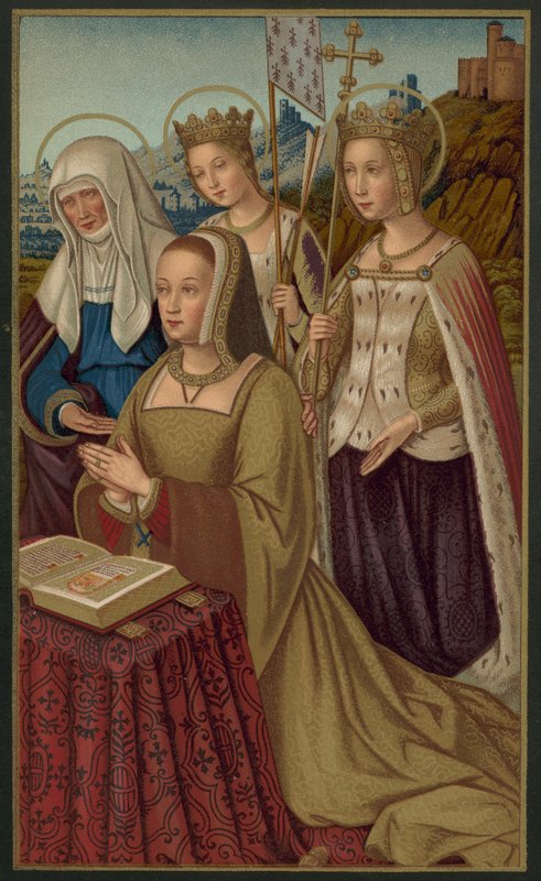 Ana da Bretanha, Rainha da França, cercada pelos seus santos padroeiros de French School
